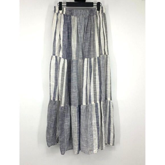 Angie Skirt Blue White Stripe Maxi Pull On Lined Boho NWT - Picture 9 of 11